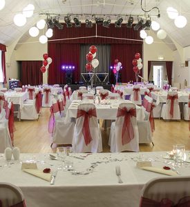 The Main Hall set for a wedding reception at the John Godber Centre