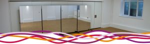 Portable mirror wall in The Studio for dance and activities at the John Godber Centre