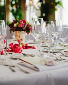 Table decorated for a celebration party at the John Godber Centre, Hucknall