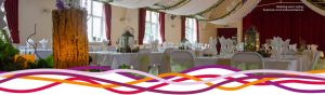 The Portland room (main hall), set up for a woodland themed wedding at the John Godber Centre, Hucknall