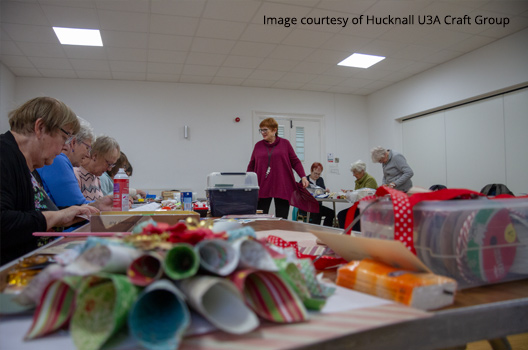 Hucknall U3A craft group meeting in the Bailey room at the John Godber Centre, Hucknall