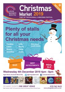 2019 John Godber Centre Christmas Market poster