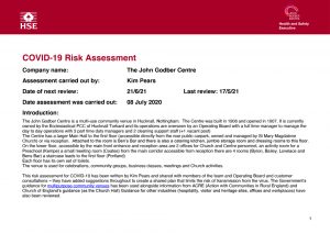 John Godber Centre Covid-19 Risk Assessment 17th May 2021