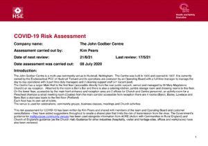 John Godber Centre Covid-19 Risk Assessment 17th May 2021
