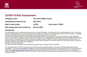 John Godber Centre Covid-19 Risk Assessment 21st June 2021