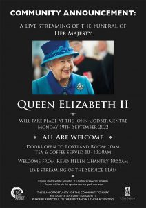 Poster for live streaming of Queen Elizabeth II funeral