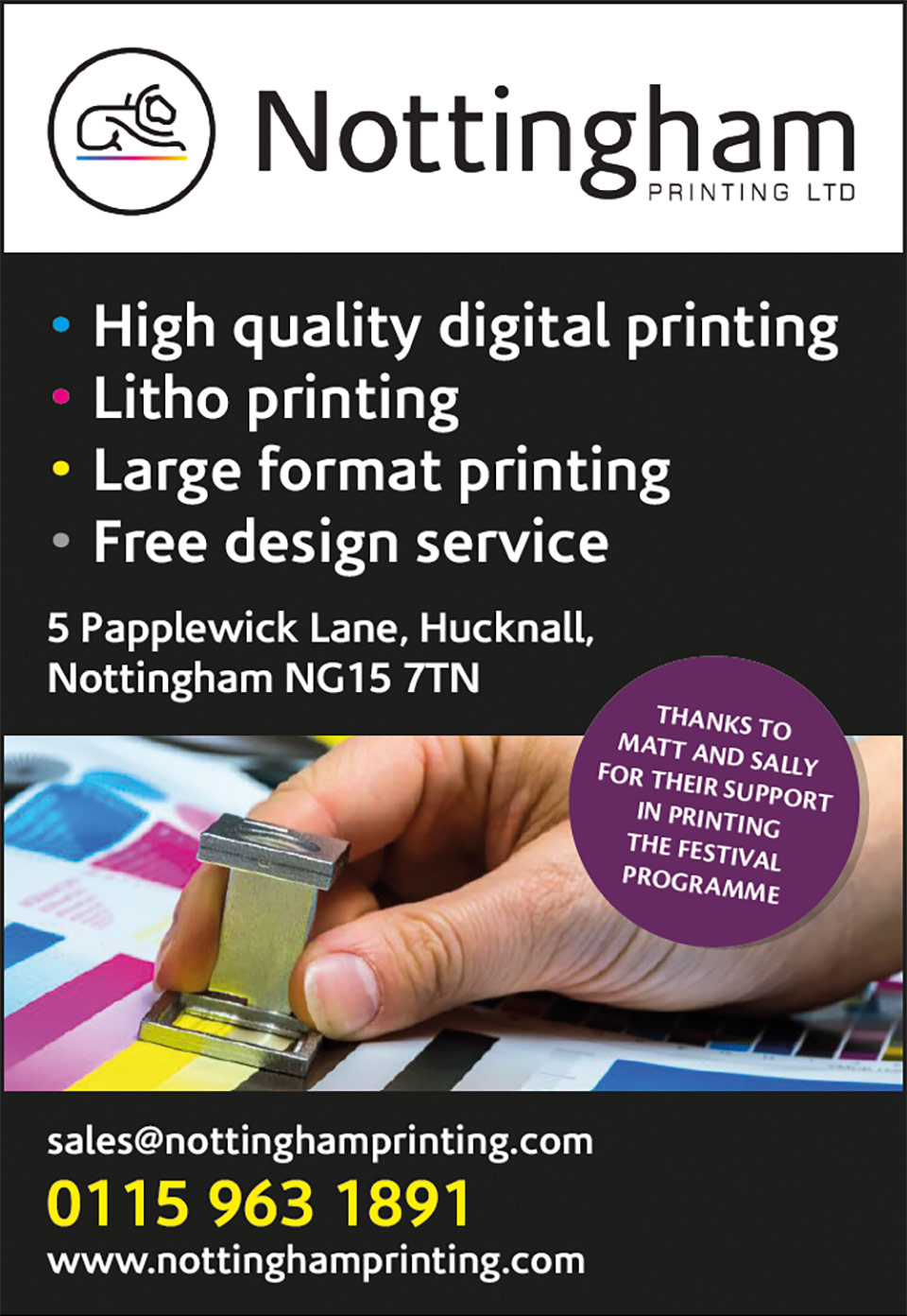 Nottingham Print Hucknall advertisement