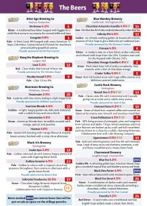 Beer list page 1 at the Hucknall Beer Festival 2024