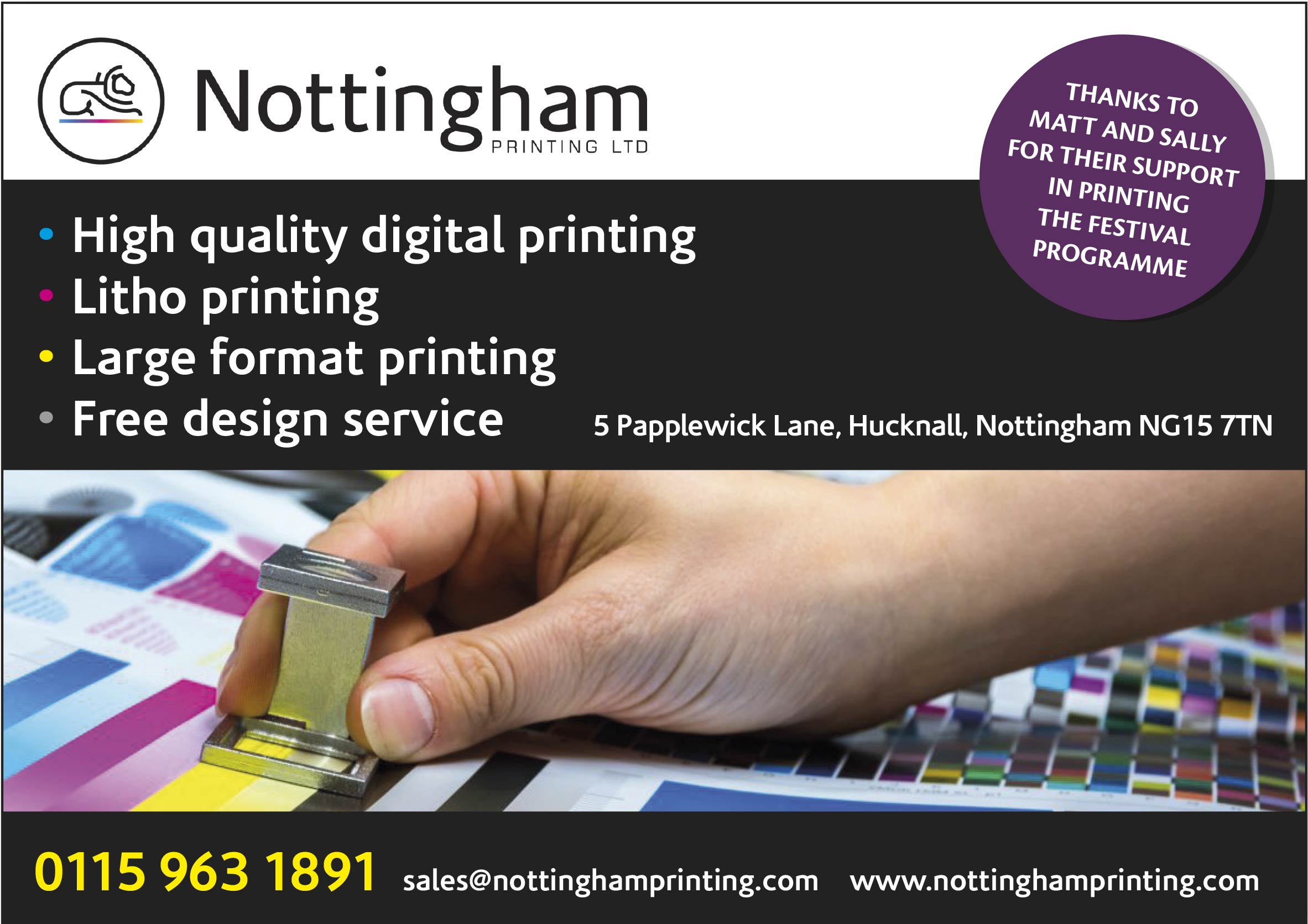 Nottingham Print Ltd Hucknall sponsor ad