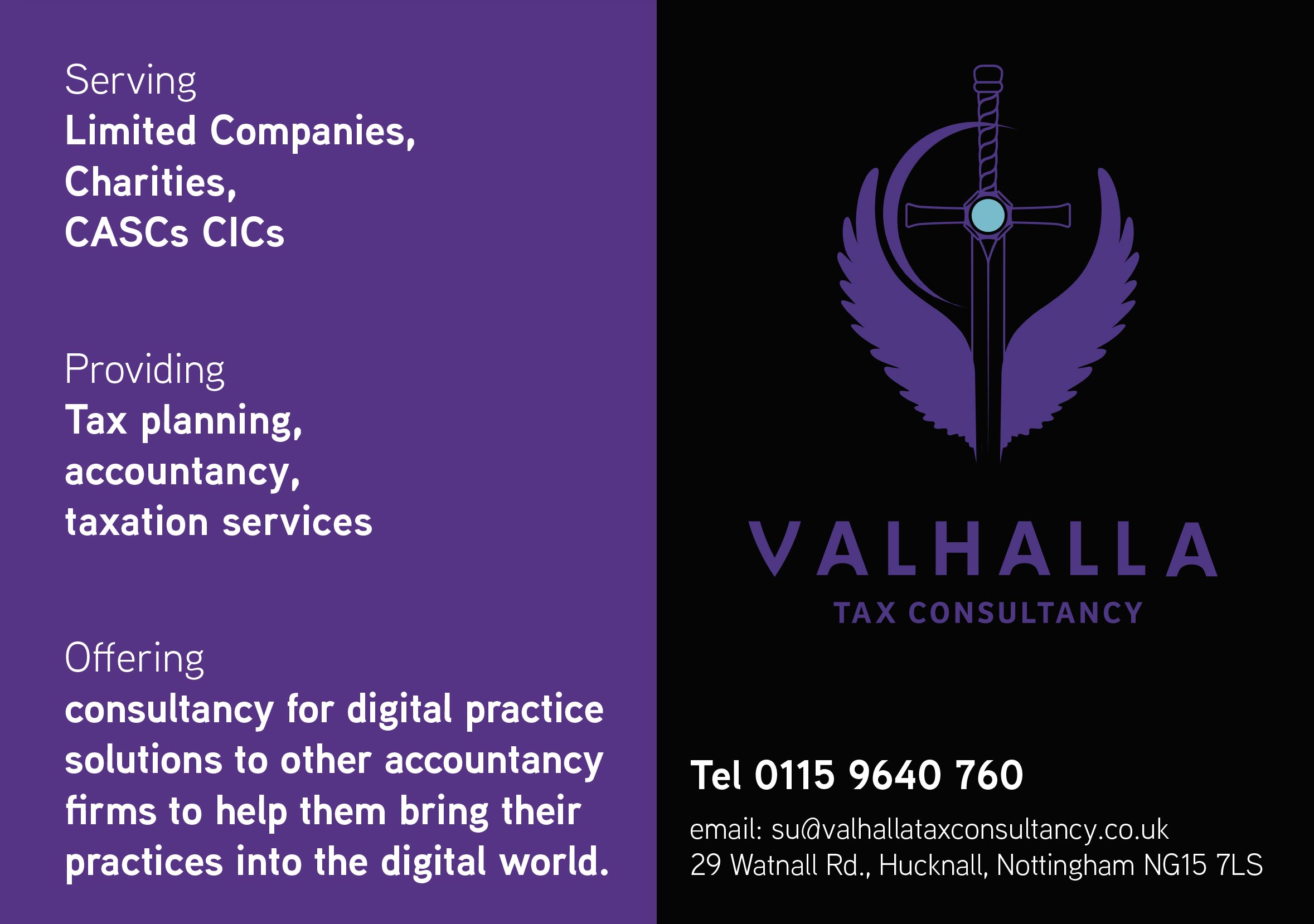 Valhalla Tax Consultancy Hucknall sponsor ad