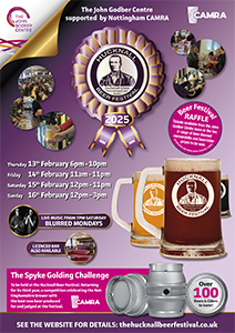 Front cover of the 2025 Hucknall Beer Festival programme