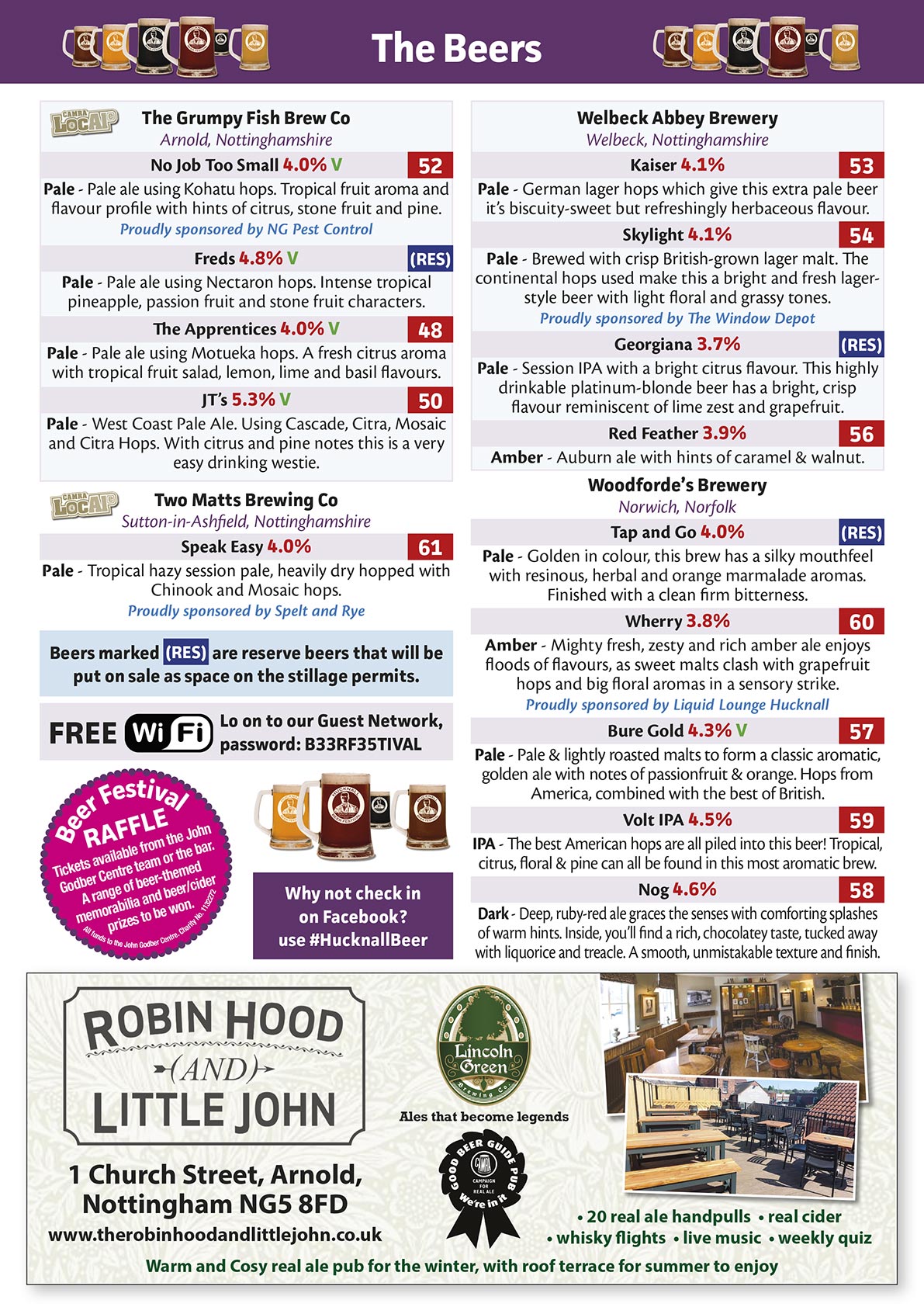 Hucknall Beer Festival beer list 4
